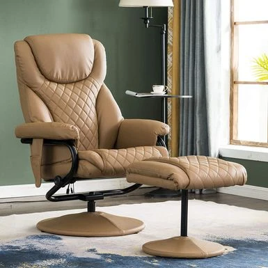 Mcombo Recliner With Ottoman, Massage 360 Swivel Leisure Chair Faux Leather 4901 - Cream White 19 Mcombo Recliner With Ottoman, Massage 360 Swivel Leisure Chair Faux Leather 4901 - Cream White - Image 17