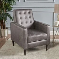 Mervynn Mid-Century Modern Microfiber Recliner (Set Of 2) By Christopher Knight Home - Grey -Baxton Acme Shop e0fc6d15 aa9e 4901 9e00 9c763fb274ce