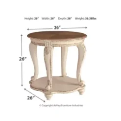 White/Brown Realyn Round End Table -Baxton Acme Shop e130b571 a61b 4c32 89d9 b754335531e1