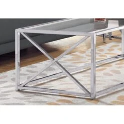 Coffee Table/ Accent/ Cocktail/ Rectangular/ Living Room/ 44"L/ Metal/ Tempered Glass/ Chrome/ Clear/ Contemporary/ Modern -Baxton Acme Shop e156ff3c fc2c 4ebf aaae e57c95dc5a79