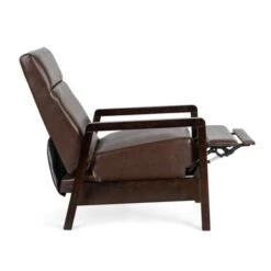Fernhill Faux Leather Upholstered Pushback Recliner By Christopher Knight Home - Cognac Brown/ Dark Espresso -Baxton Acme Shop e26b2c3d 63f7 4846 ac15 4e636a0afe2b
