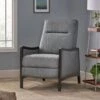 Veatch Contemporary Upholstered Pushback Recliner By Christopher Knight Home - Charcoal + Dark Walnut -Baxton Acme Shop e31a0562 fec6 4be6 be81 0b40377a9b70