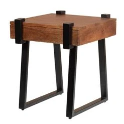 ExBrite Solid Wood End Table Side Table Metal Legs With Total Side 4" - Wood -Baxton Acme Shop e3d66cad 2ec2 4940 9f19 e3813fc17f69