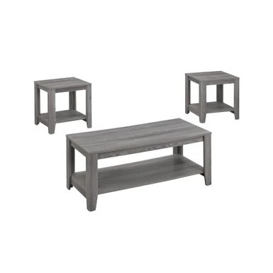 Table Set/ 3pcs Set/ Coffee/ End/ Side/ Accent/ Living Room/ Laminate/ Grey/ Transitional 4 Table Set/ 3pcs Set/ Coffee/ End/ Side/ Accent/ Living Room/ Laminate/ Grey/ Transitional - Image 2