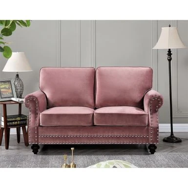 Suffield Velvet Nailhead 2-Piece Set-Loveseat & Sofa - Pink 15 Suffield Velvet Nailhead 2-Piece Set-Loveseat & Sofa - Pink - Image 13