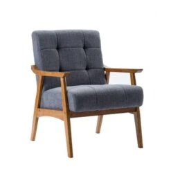 Carson Carrington Ingerod Tufted Fabric Accent Chair With Rubberwood Legs - Grey