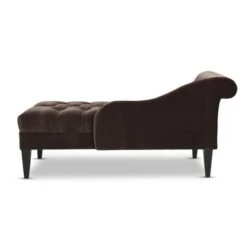 Harrison Tufted Roll Arm Chaise Lounge - Jet Black Woven -Baxton Acme Shop e5be69f8 5760 4473 8868 ba8ef8e82241