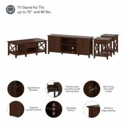 Key West TV Stand With Coffee Table And End Tables By Bush Furniture - Washed Gray -Baxton Acme Shop e7af5c52 b29f 47ba 8de0 ff47c94775fe