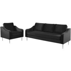Merax 2 Piece Mordern Velvet Armchair And Sofa Sets - Black -Baxton Acme Shop e800d6c9 6d0f 4dfb 88e8 59158527ad61