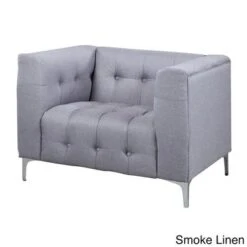 Chic Home Capone Tufted Linen Club Chair - Smoke