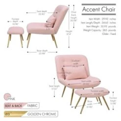 Porthos Home Quinn Accent Chair With Footrest And Pillow, Fabric Upholstery, Gold Legs - Blue -Baxton Acme Shop e9641758 99d0 424f 9c82 f35b91d5f5c5