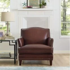 Hydeline Oxford Top Grain Leather Chair With Feather, Memory Foam And Springs - Caramel Brown