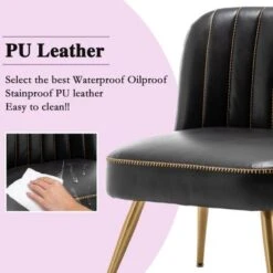 Accent Chairs For Living Room Set Of 2, Upholstered Leather Living Room Chairs Modern Corner Chair Armless Chair - Black -Baxton Acme Shop e9ec3dea 3352 4a15 bc7d 4b339c234097