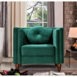 Angie Classic Kittleson Chesterfield 2-Piece Set-Chair & Sofa - Grey -Baxton Acme Shop ea934526 94d9 4a87 bcb3 b994bd637fa2