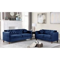 Lory Velvet Kitts Classic Chesterfield Living Room Seat-Loveseat And Sofa - Rose -Baxton Acme Shop eb1b434f abec 44d6 869d cc14cd6ff62f
