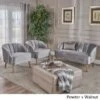Amaia Modern 3-piece Velvet Chat Set By Christopher Knight Home - Pewter + Walnut