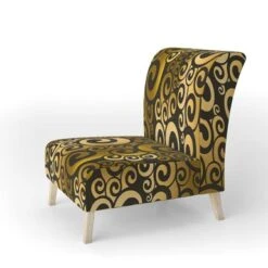 Designart "Gold And Black Swirl I" Upholstered Mid-Century Accent Chair - Arm Chair - Side Chair -Baxton Acme Shop ec608af1 4bb9 4365 8b38 7c4923710541