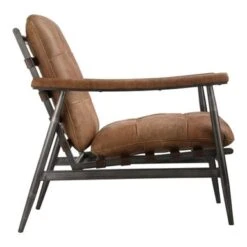 Aurelle Home Rustic Leather And Iron Accent Chair - Brown -Baxton Acme Shop ec780cf5 92cf 4ef7 94cc e277cd17d8b1