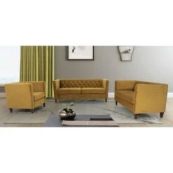 Lisette Velvet 3PCs Living Room Set - Grey -Baxton Acme Shop edaa983f 6f17 49bc a21e f9fe5aee0346