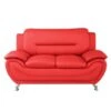 Sanuel 61.3" Faux Leather Pillow Top Arm Loveseat - Red -Baxton Acme Shop ee0c2af9 08c6 4b02 99a4 d97cd5787125