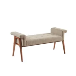 Dallas Tan Upholstered Accent Bench -Baxton Acme Shop ee223ec3 b941 4a17 b818 12e84ddd4dac
