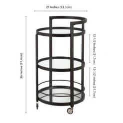 Hause 21'' Wide Round Bar Cart - 21" Wide - Blackened Bronze -Baxton Acme Shop ee5c44f7 c9a0 4bfd 8b54 9f740a35afcc