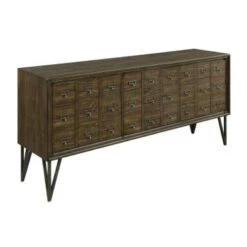 Somette Oxford Distressed Brown Three Door Media Console - 64"W X 16"L X 29.5"H - 64"W X 16"L X 29.5"H - Oxford Distressed Brown -Baxton Acme Shop eefef3ac 4d47 4e27 8c27 136238066fac