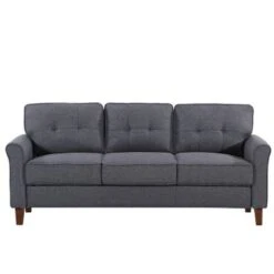 Kouchouk 78.7'' Linen Flared Arm Sofa - Dark Grey
