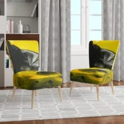 Designart "Yellow, White And Black Marbled Acrylic" Upholstered Modern Accent Chair - Arm Chair - Arm Chair -Baxton Acme Shop ef7e207e 4a6b 4233 9654 24d92b6299bd