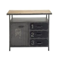 Gray Metal Industrial Cabinet With Numbers And Text - 17"W X 36"L X 32"H - Grey - Square -Baxton Acme Shop ef93ee33 04de 4565 8ea5 3c6839ead11b