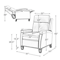 Gaspar Mid-Century Modern Pushback Recliner With Nailhead Trim By HULALA HOME - DOVE -Baxton Acme Shop efc216dd c376 49da b455 81de79c14dd2