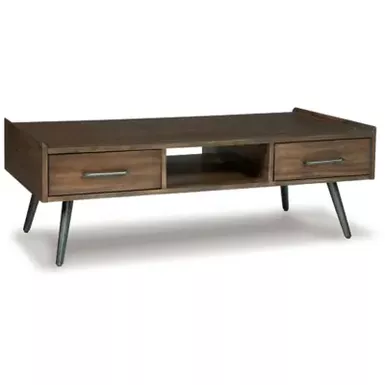 Brown Calmoni Rectangular Cocktail Table 3 Brown Calmoni Rectangular Cocktail Table