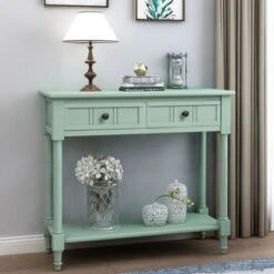Daisy Series Console Table Traditional Design With Two Drawers And Bottom Shelf Acacia Mangium - Espresso -Baxton Acme Shop f0b53086 3273 4ea3 84e5 b059c018d530
