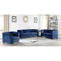 Lowery Kitts Velvet Classic Chesterfield Living Room Set - Beige -Baxton Acme Shop f126372a f1db 4a65 852a 60b26d786c68