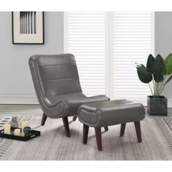 Hawkins Lounger With Ottoman - White Faux Leather -Baxton Acme Shop f1af88d4 038e 4bcb 9680 4b976d2ebc66