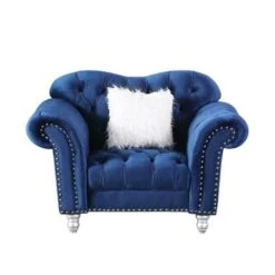 Morden Fort Luxury Classic America Chesterfield Tufted Camel Back Armchair Living Room Chair, Sofa 2 PCS - Blue -Baxton Acme Shop f20462d8 8d16 422c bb9d fb50a7b2b0c8
