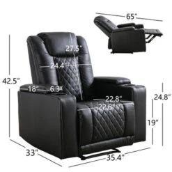 Electric Power Recliner Chair With USB Ports And Cup Holders - Black -Baxton Acme Shop f232c6a5 9efb 46c9 a1dc d72edbc91fb3