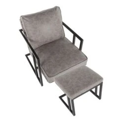 Roman Industrial Faux Leather Lounge Chair & Ottoman Set - N/A - Grey -Baxton Acme Shop f27025dd cf77 40e7 9815 ddb273651ae4