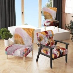Designart "Abstract Watercolor With Red And Yellow" Upholstered Contemporary Accent Chair - Arm Chair - Arm Chair -Baxton Acme Shop f2d9fafe ee69 4514 ab7e 3aeb5f3a5752