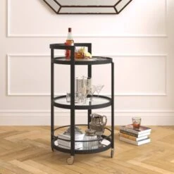 Hause 21'' Wide Round Bar Cart - 21" Wide - Blackened Bronze -Baxton Acme Shop f2f52150 9bd6 4308 ada5 a47579f0429c