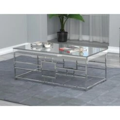 Geometric Frame Rectangular Coffee Table Chrome
