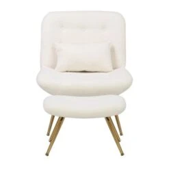 Porthos Home Quinn Accent Chair With Footrest And Pillow, Fabric Upholstery, Gold Legs - Blue -Baxton Acme Shop f36de267 4c38 4c75 b74b e53627e0730c