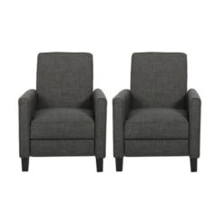 Darvis Recliners (Set Of 2) By Christopher Knight Home - Moss Gray + Dark Brown