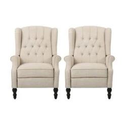 Walter Tufted Fabric Recliners (Set Of 2) By Christopher Knight Home - Charcoal + Dark Brown -Baxton Acme Shop f42a8c5f f6a3 41de a480 20e1b3580718