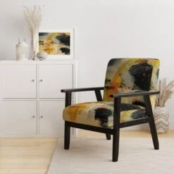Designart "End Of The Orange Rainbow II" Upholstered Modern Accent Chair - Arm Chair - Arm Chair -Baxton Acme Shop f4b0d65d 5e77 4558 b737 e77a3c65416f