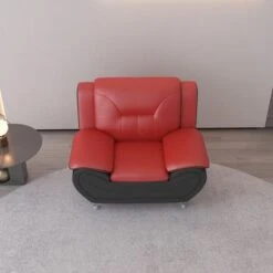 William Street 47.3" Faux Leather Upholstered Club Chair - Red/Black -Baxton Acme Shop f4d22f5e 80de 4adf b7c2 7d40750cb716