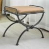 Cambridge Iron Vanity Bench With Cushion - Saddle Brown