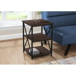 Accent Table/ Side/ End/ Nightstand/ Lamp/ Living Room/ Bedroom/ Metal/ Laminate/ Brown/ Black/ Contemporary/ Modern