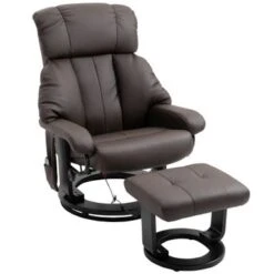 HOMCOM Recliner With Ottoman Footrest, Recliner Chair With Vibration Massage, Faux Leather And Swivel Wood Base For Living Room - Beige -Baxton Acme Shop f6ce089e 56ca 4080 9a4a cf4833316248