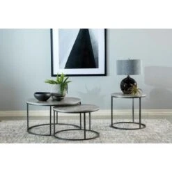 Round 2-piece Nesting Coffee Table Grey And Gunmetal -Baxton Acme Shop f7008060 240c 4f8e 81e1 608770a6de7d